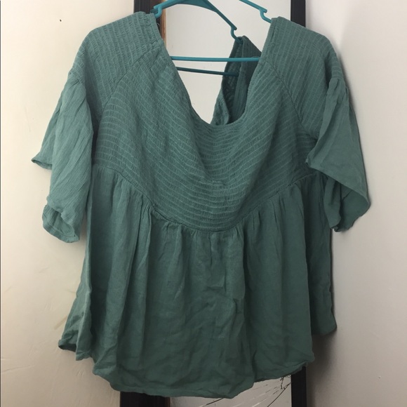 Green Arizona flowey blouse Off the shoulder - Picture 3 of 4